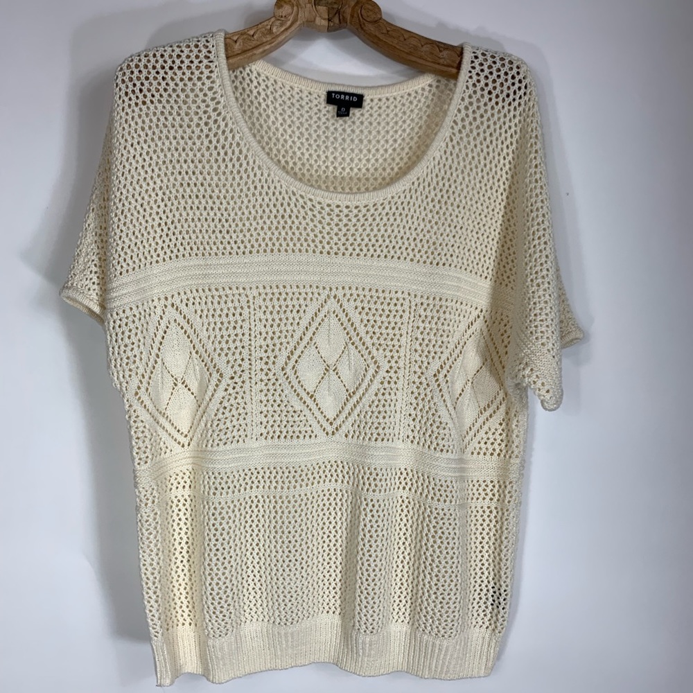 Vintage Open Weave Short Sleeve Sweater